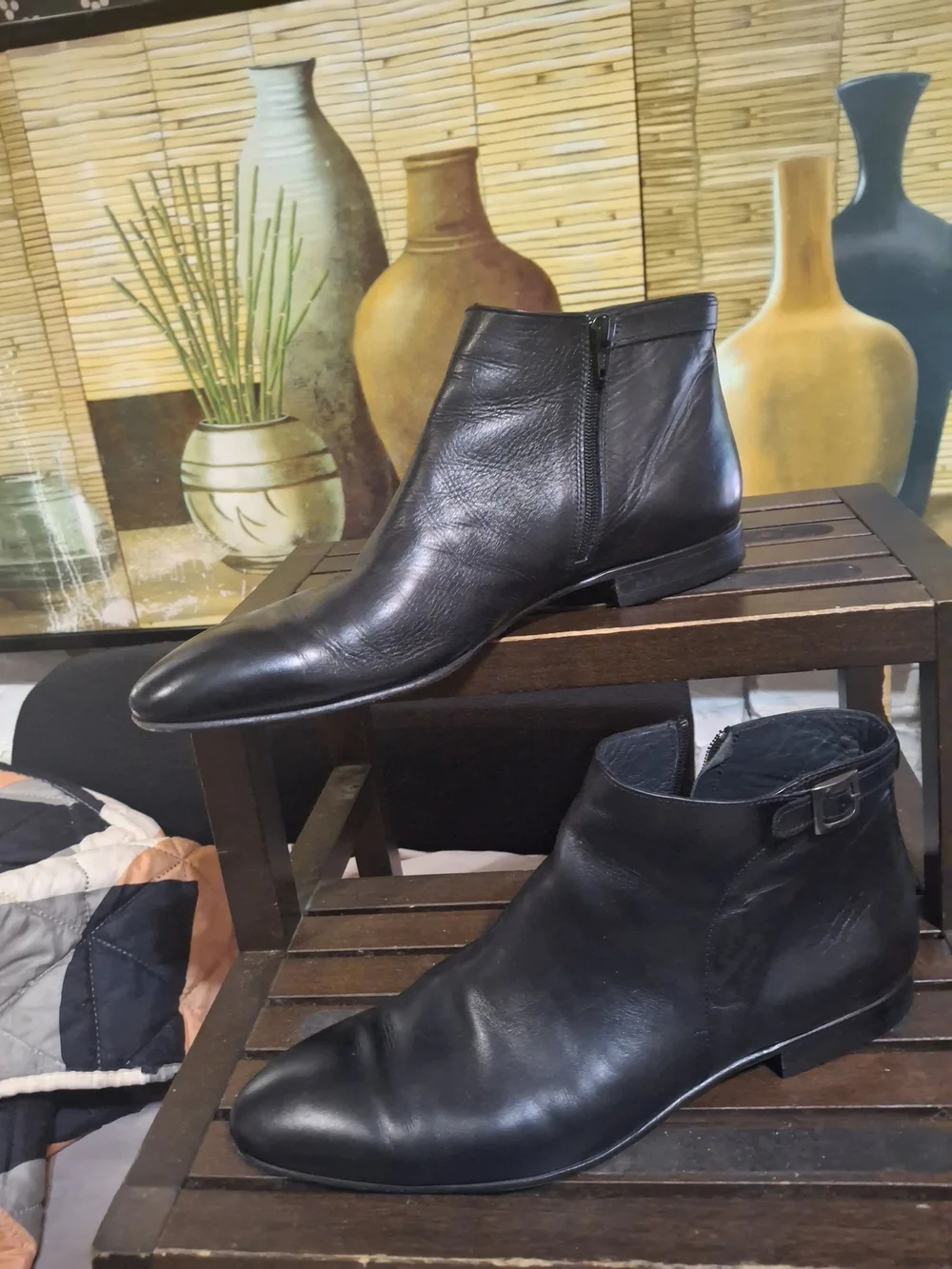 Men's Black Leather Chukka Boots - Sleek Slip-On Style